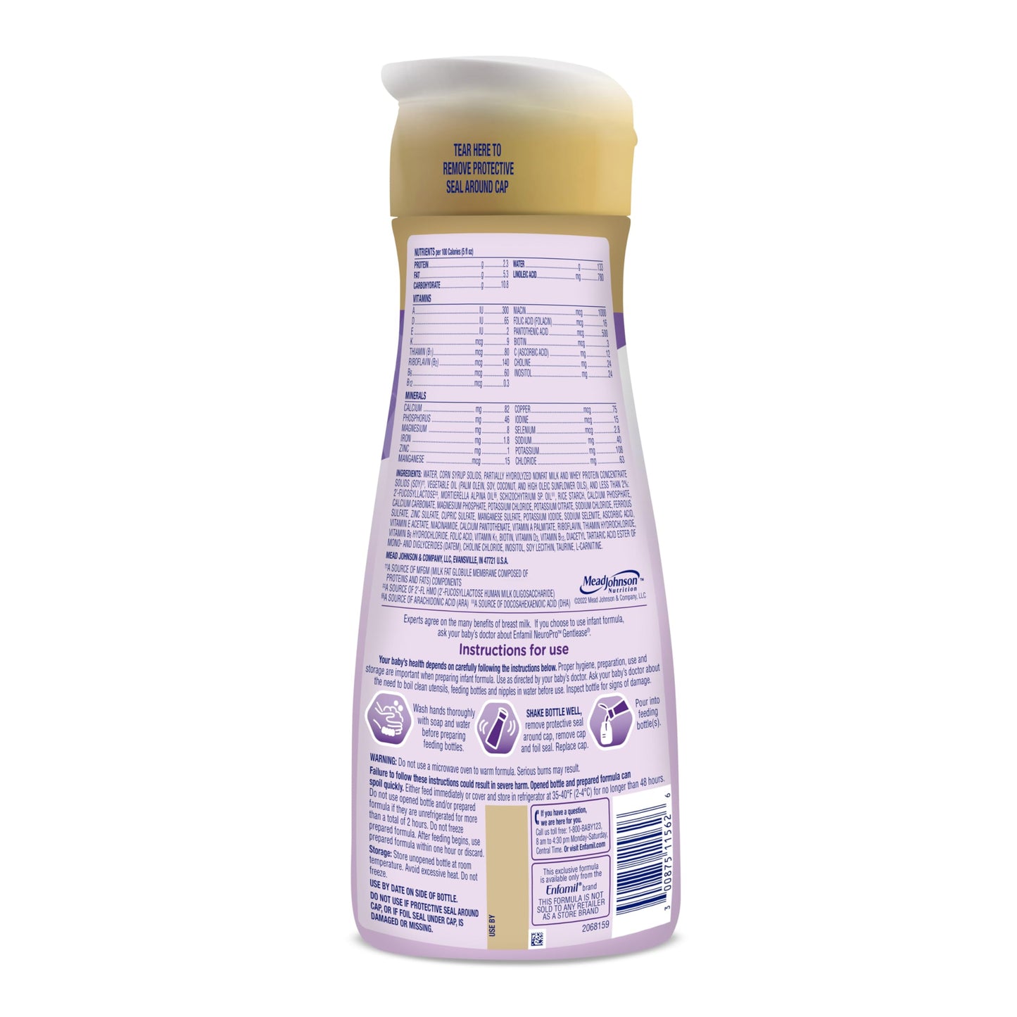 Enfamil NeuroPro Gentlease Baby Formula, Brain Building DHA, HuMO6 Immune Blend, Designed to Reduce Fussiness, Crying, Gas & Spit-up in 24 Hrs, Ready-to-Feed Infant Formula, Liquid, 32 Fl Oz (6 Count)