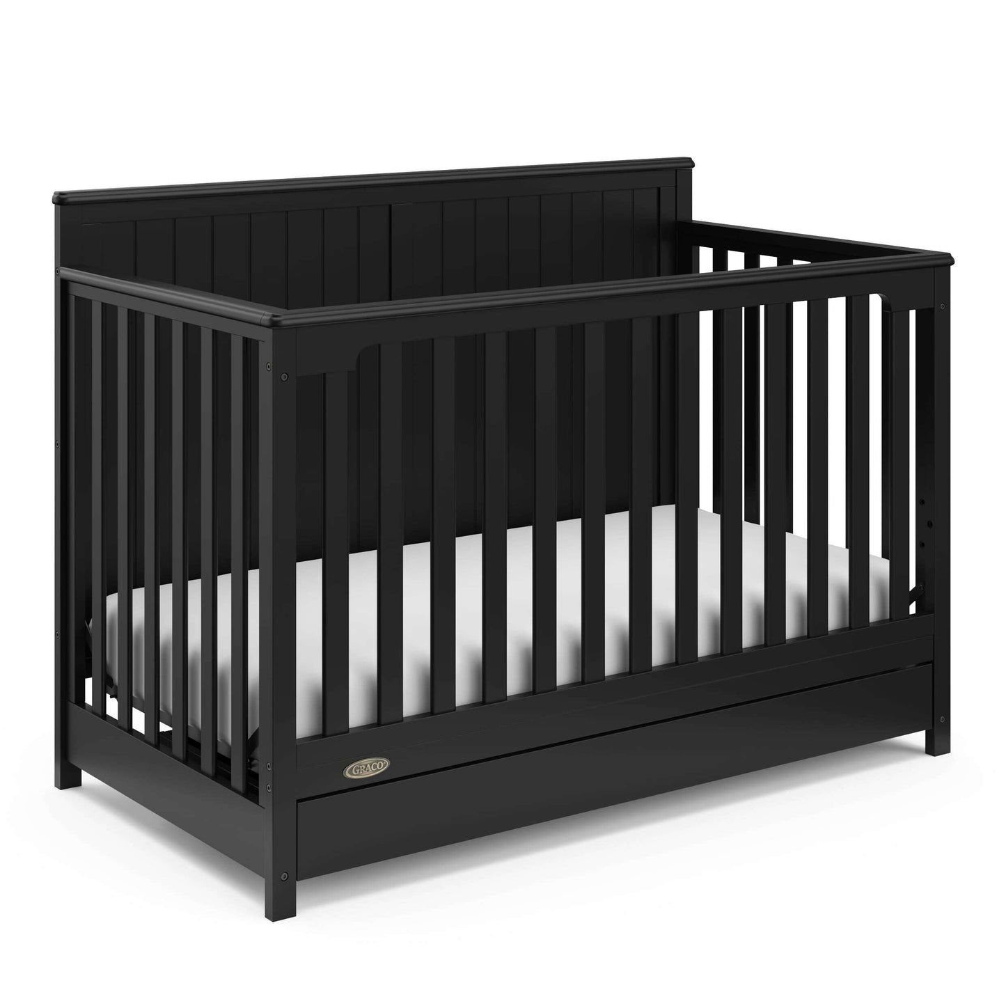 Graco Hadley Cuna convertible 5 en 1 con cajón (negro) - Combo, incluye almacenamiento de guardería de tamaño completo, se convierte de cuna de bebé a cama para niños pequeños, sofá cama
