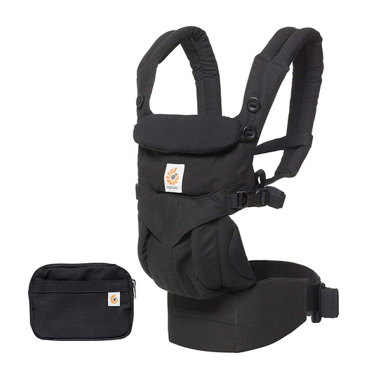 Ergobaby Omni 360 Portabebés para todas las posiciones para recién nacidos y niños pequeños con soporte lumbar (7-45 libras), negro puro, 1 unidad (paquete de 1)