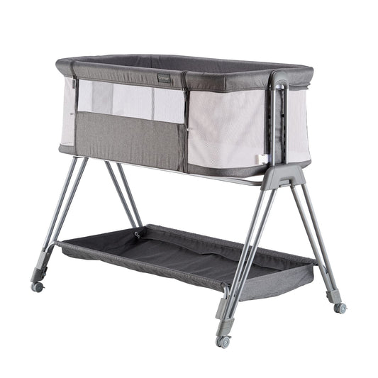 Moisés para bebé, cama de noche para bebé, cuna de noche fácil de plegar, 7 altura ajustable con cama de bebé de malla para recién nacido, niña y niño (gris claro)