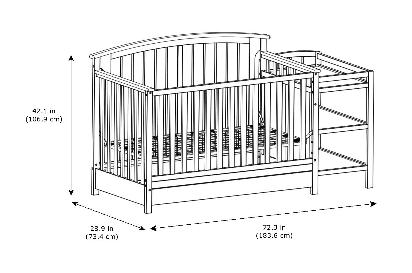 Storkcraft Steveston 5-in-1 Convertible Crib and Changer with Drawer (Gray) – GREENGUARD Gold Certified, Crib and Changing Table Combo with Drawer, Converts to Toddler Bed, Daybed and Full-Size Bed