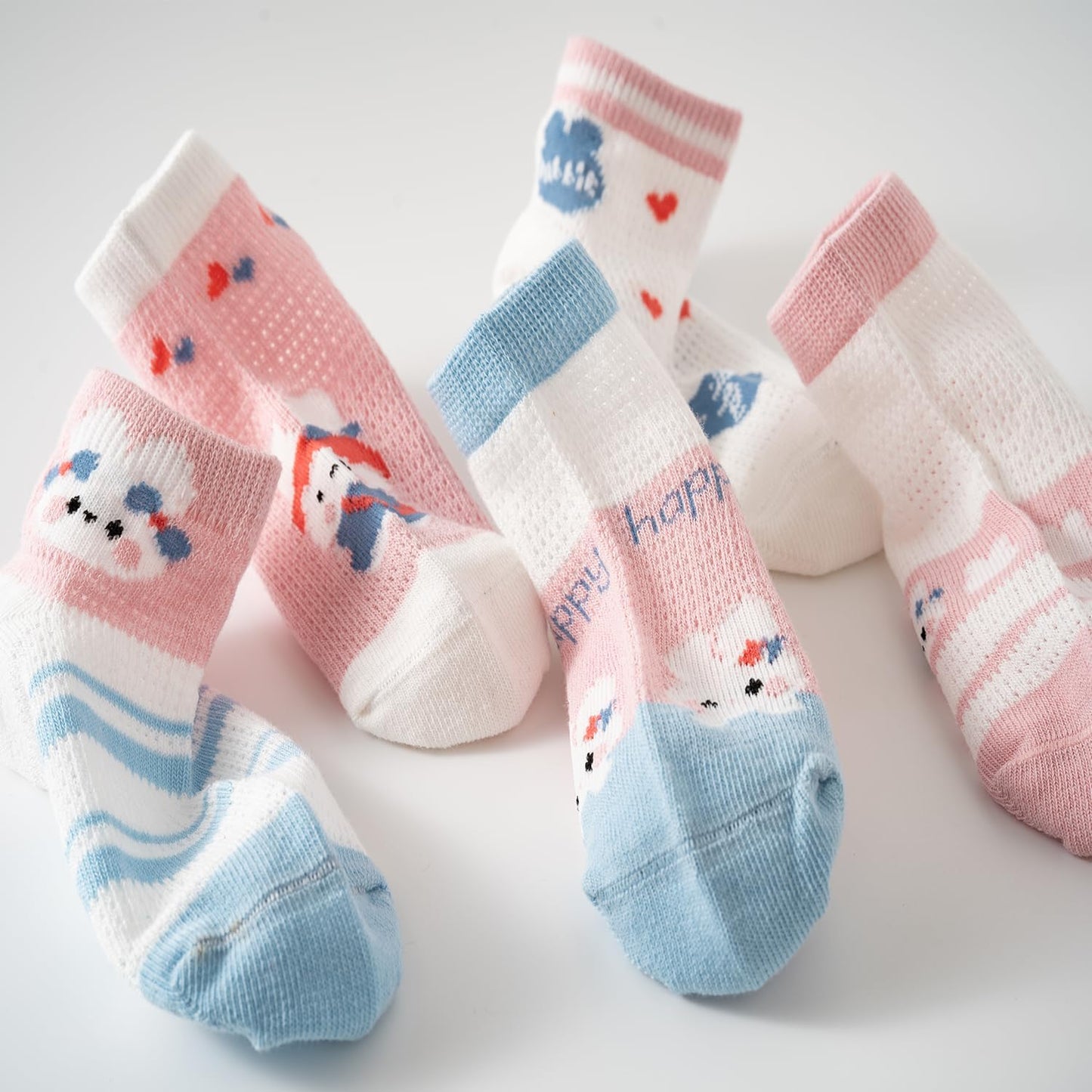 Mcsfipcaser Calcetines para bebés, Calcetines antideslizantes para niños pequeños, calcetines de algodón de corte bajo con tobillo para niños, 5 pares