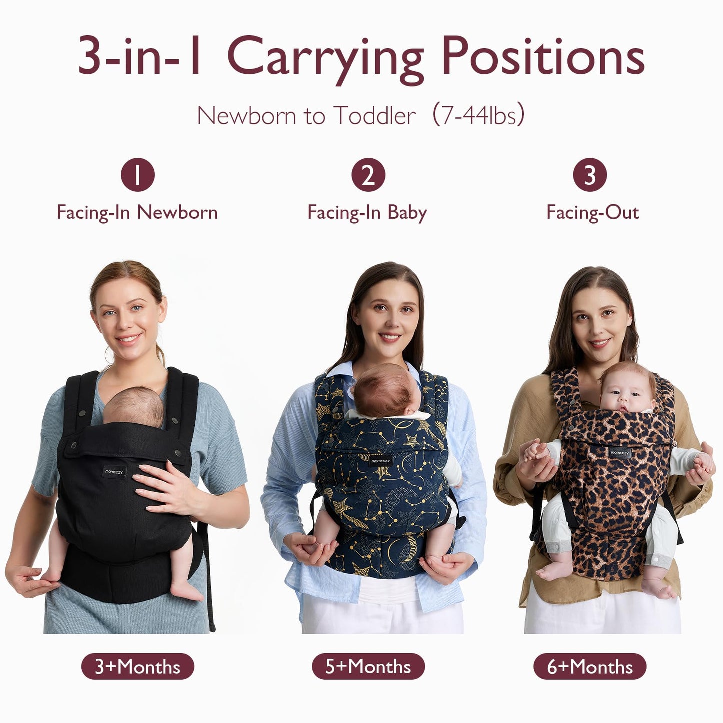 Momcozy Baby Carrier Newborn to Toddler - Ergonomic, Cozy and Lightweight Infant Carrier for 7-44lbs, Effortless to Put On, Ideal for Hands-Free Parenting, Enhanced Lumbar Support, Khaki