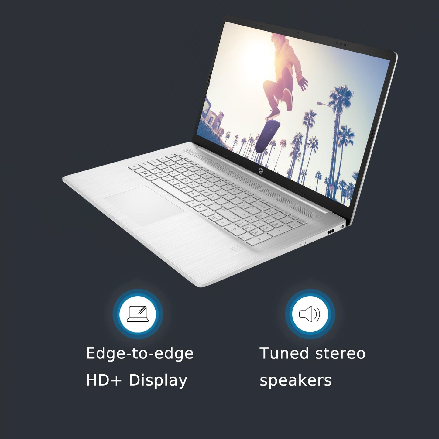 HP 17.3" Laptop, HD+ Touchscreen, Intel Quad-Core N200 Processor, 16GB RAM, 512GB SSD, Fingerprint Reader, Numeric Keypad, Webcam, HDMI, Wi-Fi 6, Bluetooth, Windows 11 Home, Silver