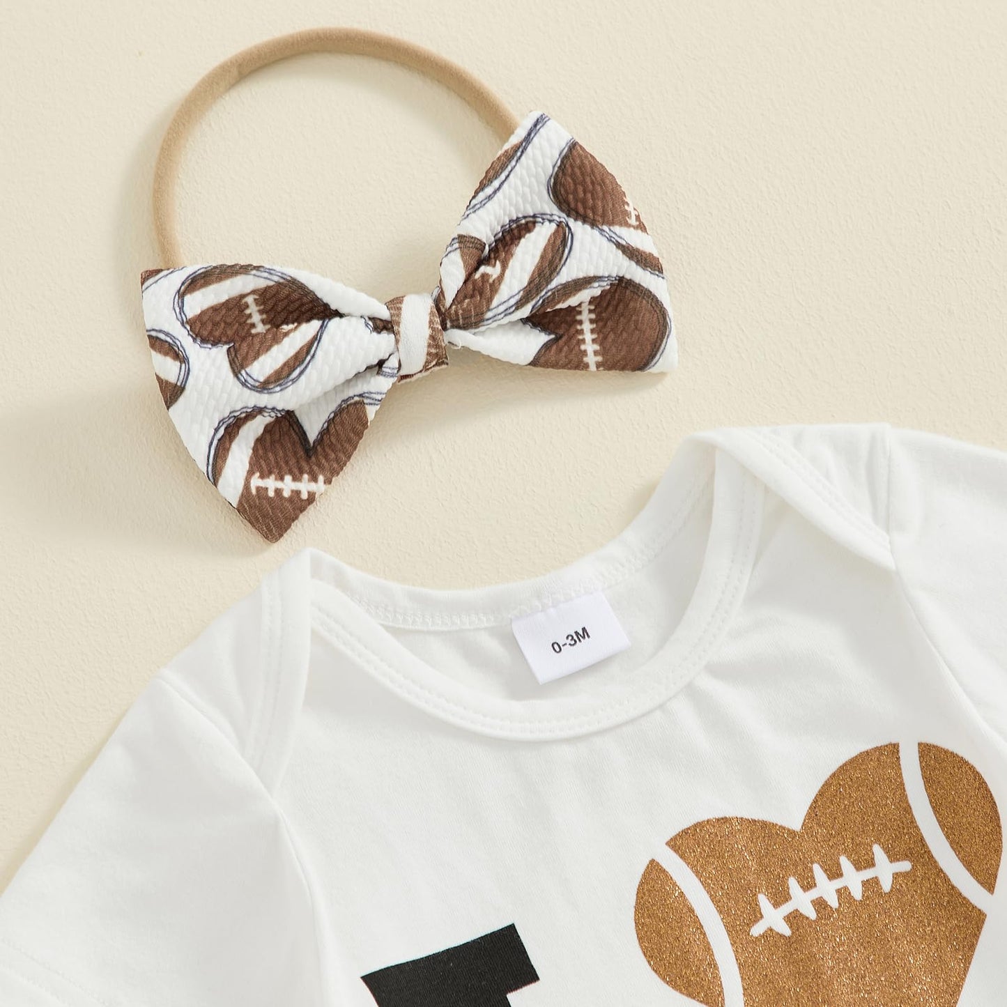 Amnnchya Ropa de bebé recién nacido Love Football de manga corta mameluco y pantalones cortos falda conjunto infantil lindo traje de verano (blanco, 6-12 meses)