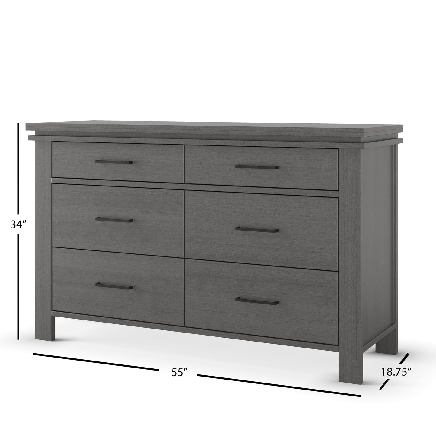 Child Craft Denman Crib and Dresser Nursery Set, 2-Piece, Includes 4-in-1 Convertible Crib and 3-Drawer Dresser, Grows with Your Baby (Midnight Gray)