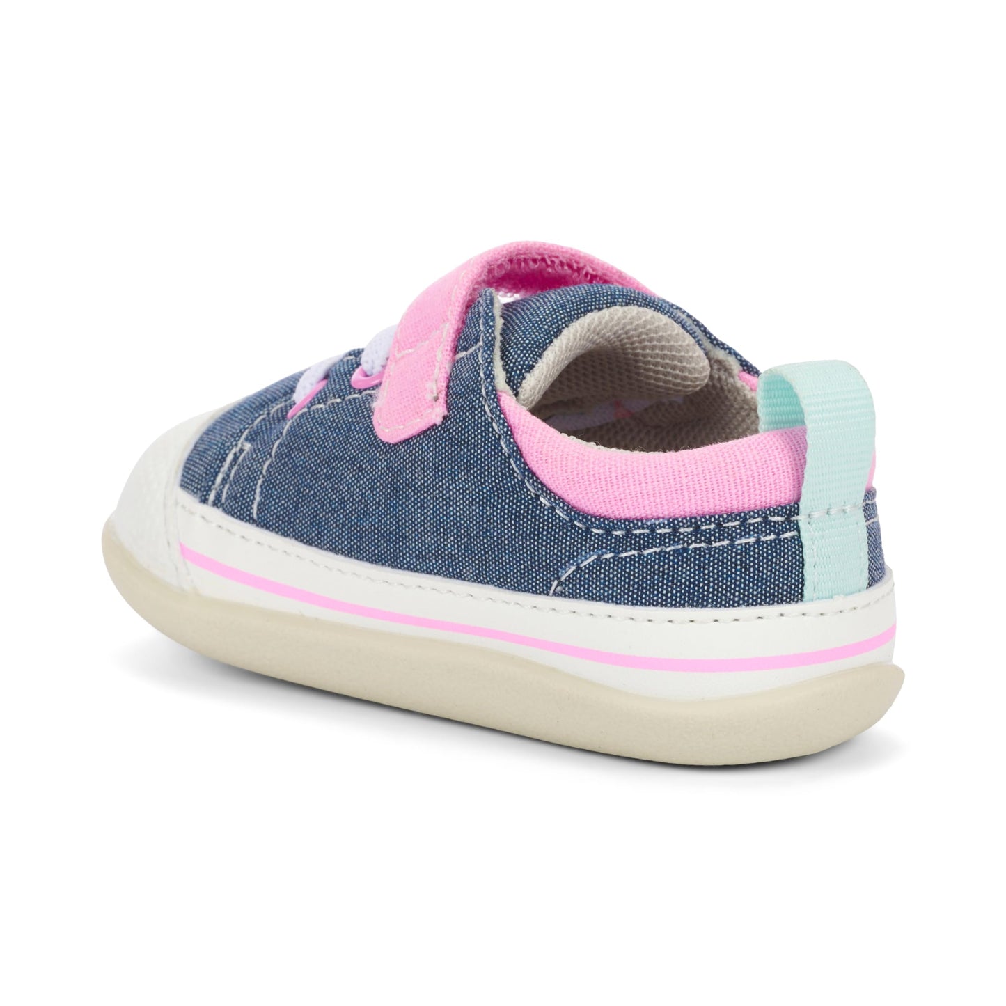 See Kai Run - Stevie II INF First Walker Shoe for Infants, Chambray/Pink, 4