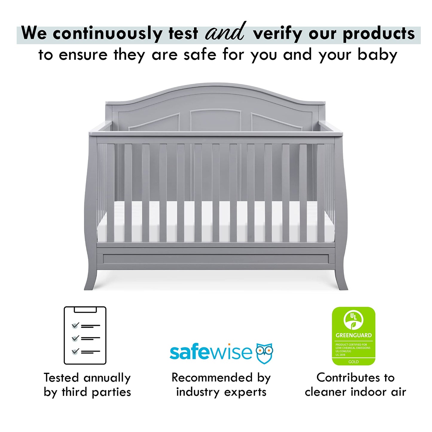 DaVinci Emmett 4-in-1 Convertible Crib in Grey, Greenguard Gold Certified