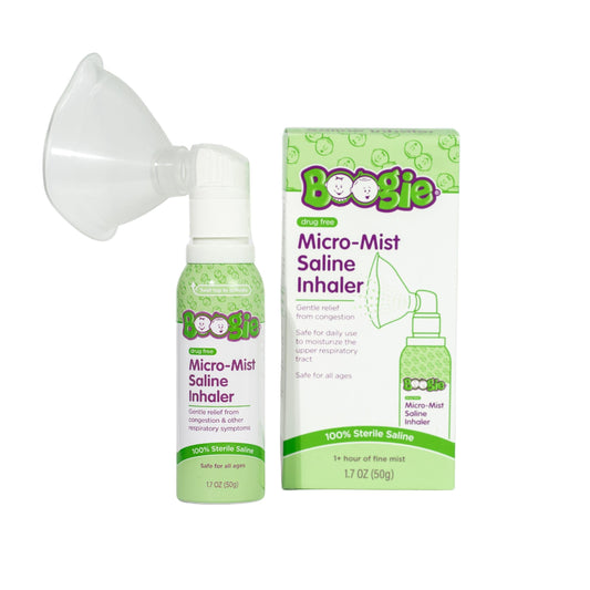Boogie Micro-Mist Inhalador salino, alivio de la congestión de la nariz del bebé, spray nasal para niños, recomendado por pediatras, elegible para HSA/FSA, 1.7 oz sin perfume – Paquete de 1