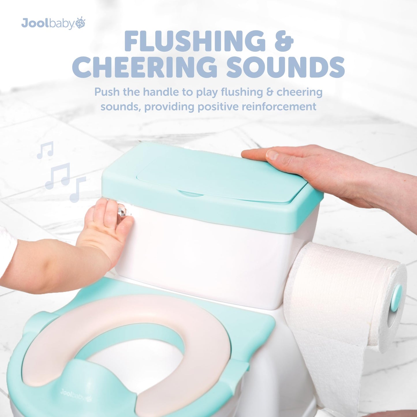 Real Feel Potty with Wipes Storage, Transition Seat & Disposable Liners - Realistic Toilet - Easy to Clean & Assemble - Jool Baby (Aqua)