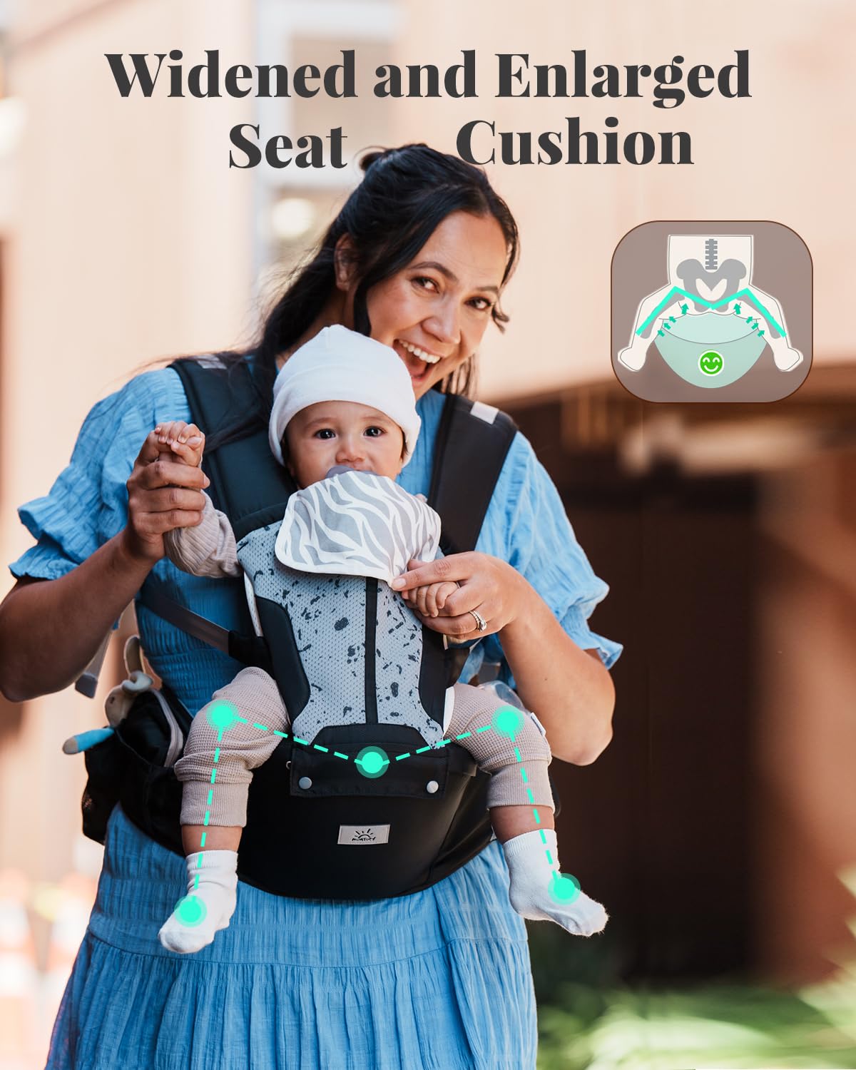 Portabebés, MOMTORY Portabebés 6 en 1 con certificación de seguridad para recién nacidos y niños pequeños, portabebés ajustable y desmontable para bebés de 7 a 50 libras, para todas las estaciones, perfecto para ir de compras y viajar