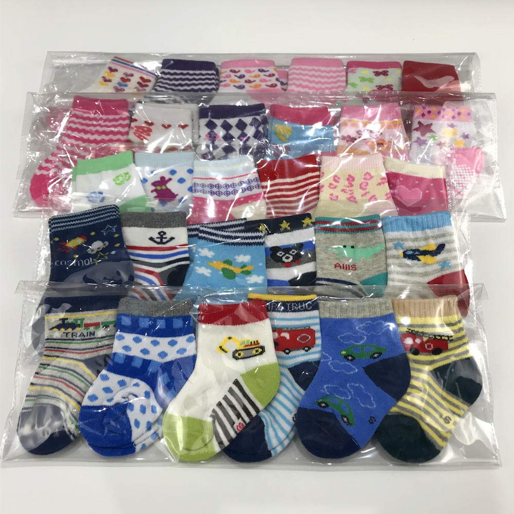 WAFUNNE Calcetines para bebés, venta al por mayor, 20 pares de calcetines para bebés de algodón para niños de 0 a 12 meses