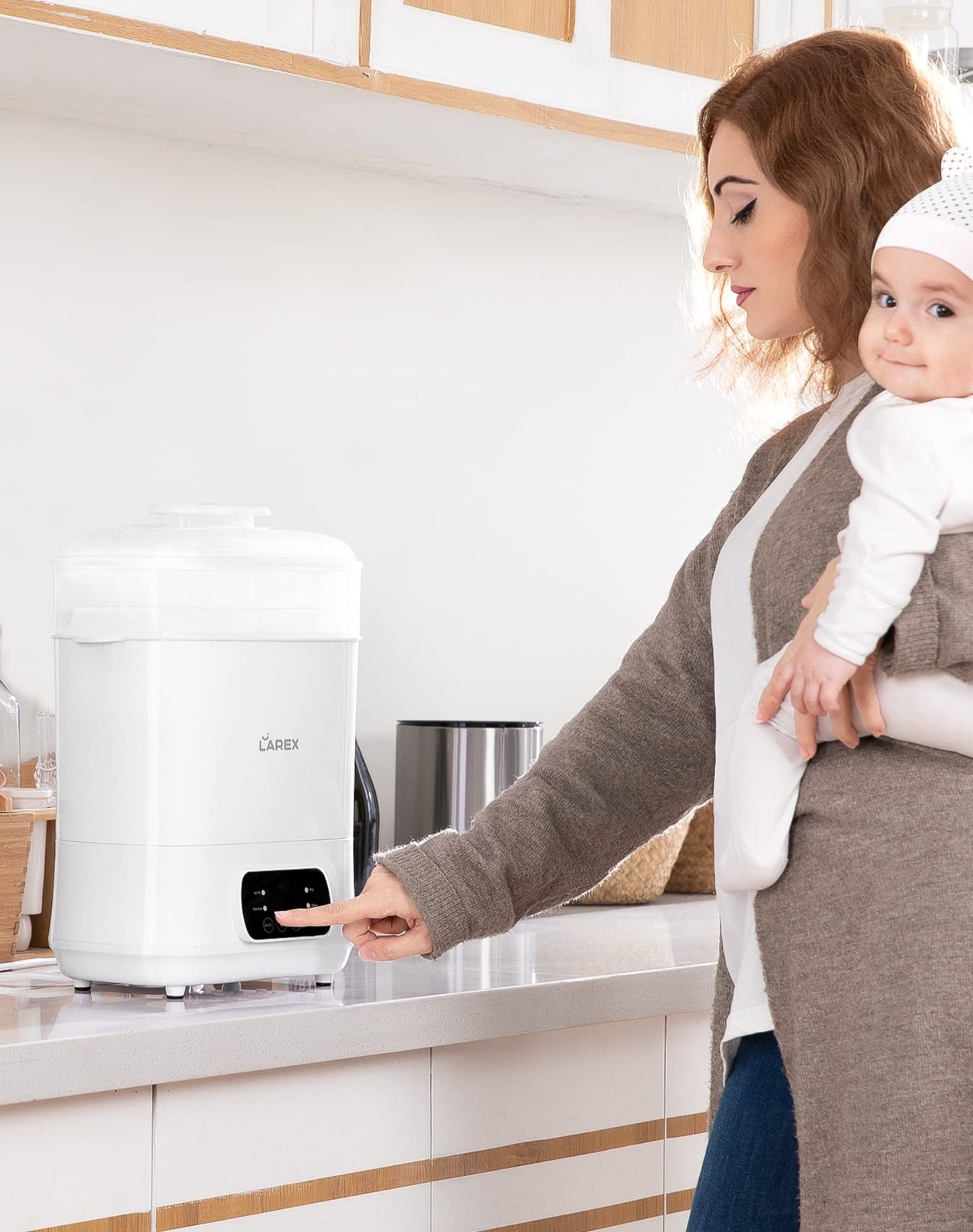 Esterilizador de biberones,Esterilizador y secador de biberones de vapor eléctrico,Desinfectante de biberones 4 en 1,Ajuste universal para todos los artículos de bebé,Accesorios para extractores de leche