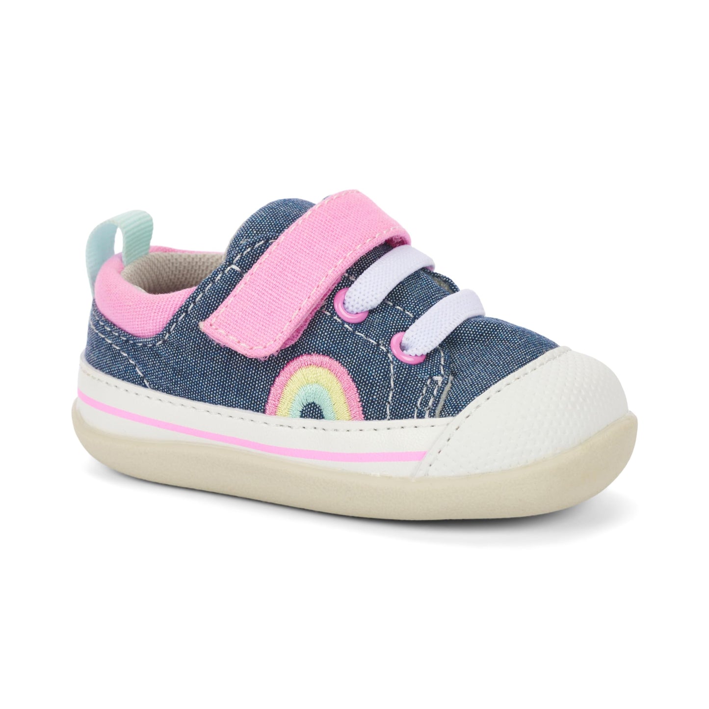 See Kai Run - Stevie II INF First Walker Shoe for Infants, Chambray/Pink, 4