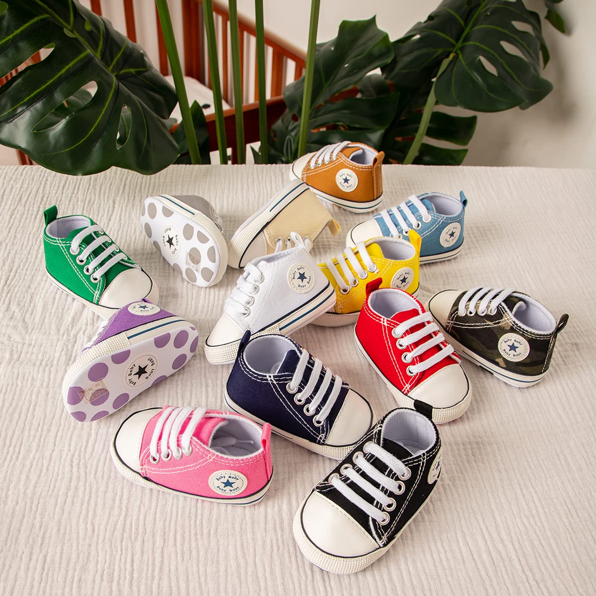 Save Beautiful Baby Girls Boys Canvas Sneakers Soft Sole High-Top Ankle Infant First Walkers Crib Shoes