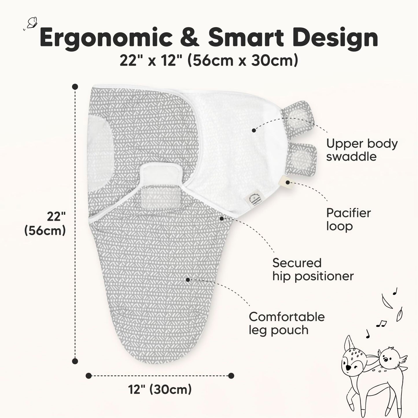KeaBabies Paquete de 3 sacos de dormir orgánicos para bebé – Saco para recién nacido, pañales ergonómicos para bebés de 0 a 3 meses, pañales para recién nacidos, saco de dormir para bebé, manta para bebé, artículos esenciales para bebé (nórdico)