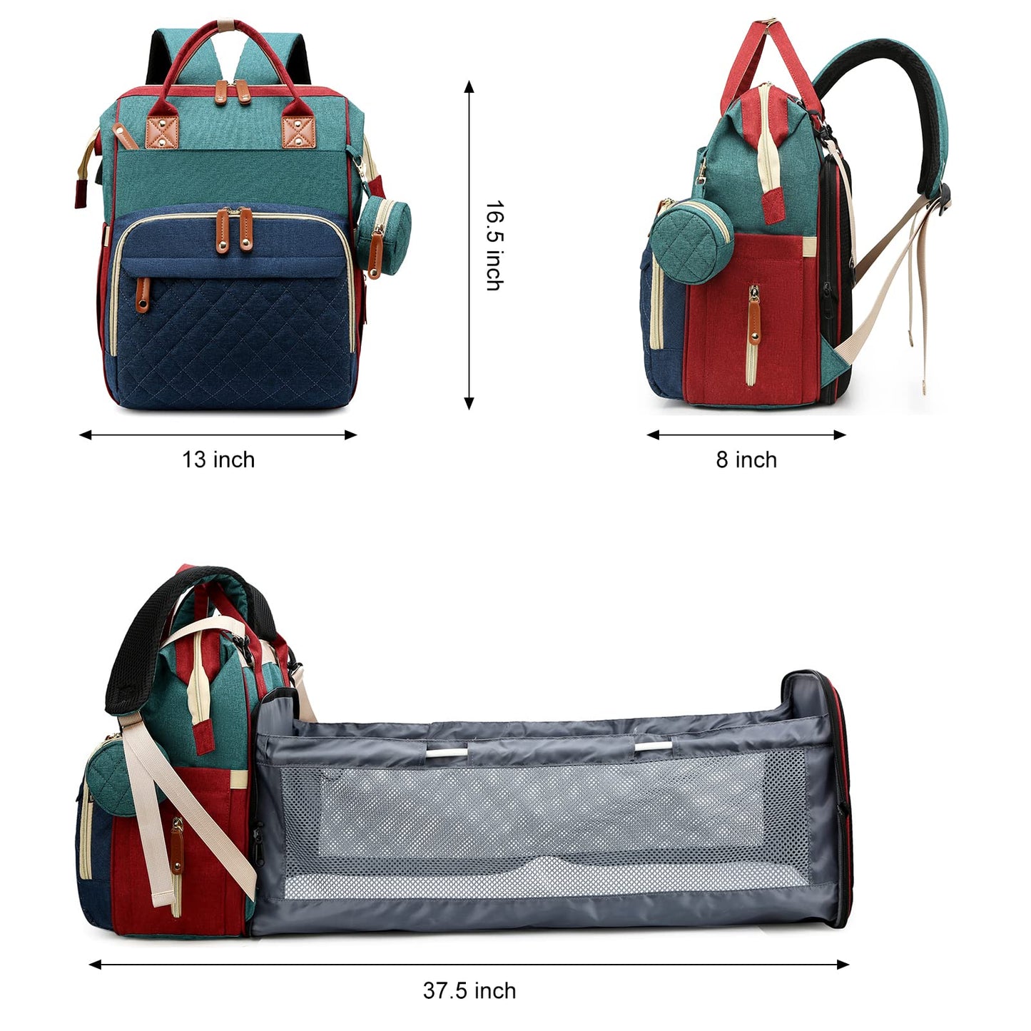 Awanhe Mochila para pañales de bebé con cambiador, bolsas impermeables para bebés para niños y niñas, puerto de carga USB, regalos para baby shower, RGB