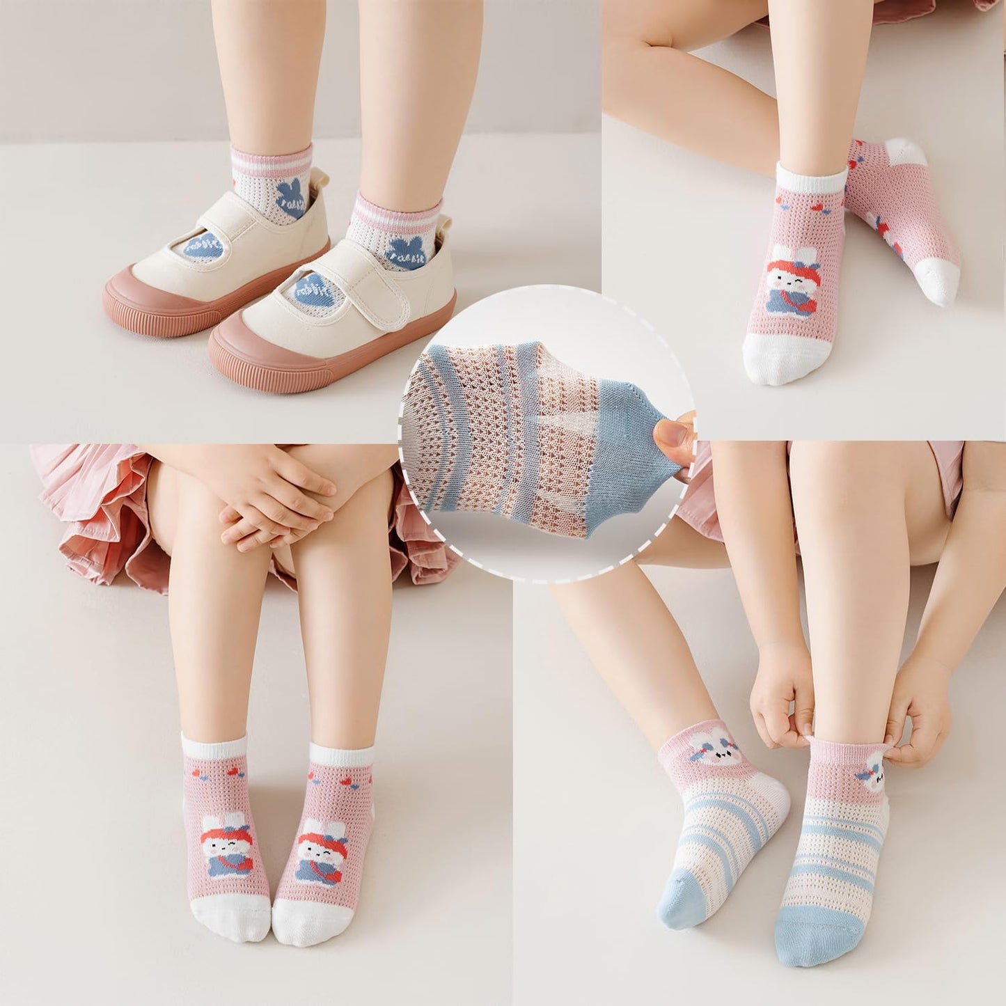 Mcsfipcaser Calcetines para bebés, Calcetines antideslizantes para niños pequeños, calcetines de algodón de corte bajo con tobillo para niños, 5 pares