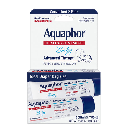 Aquaphor Baby Healing Pomada To-Go Pack - Terapia avanzada para mejillas agrietadas y dermatitis del pañal -2 unidades (paquete de 1)