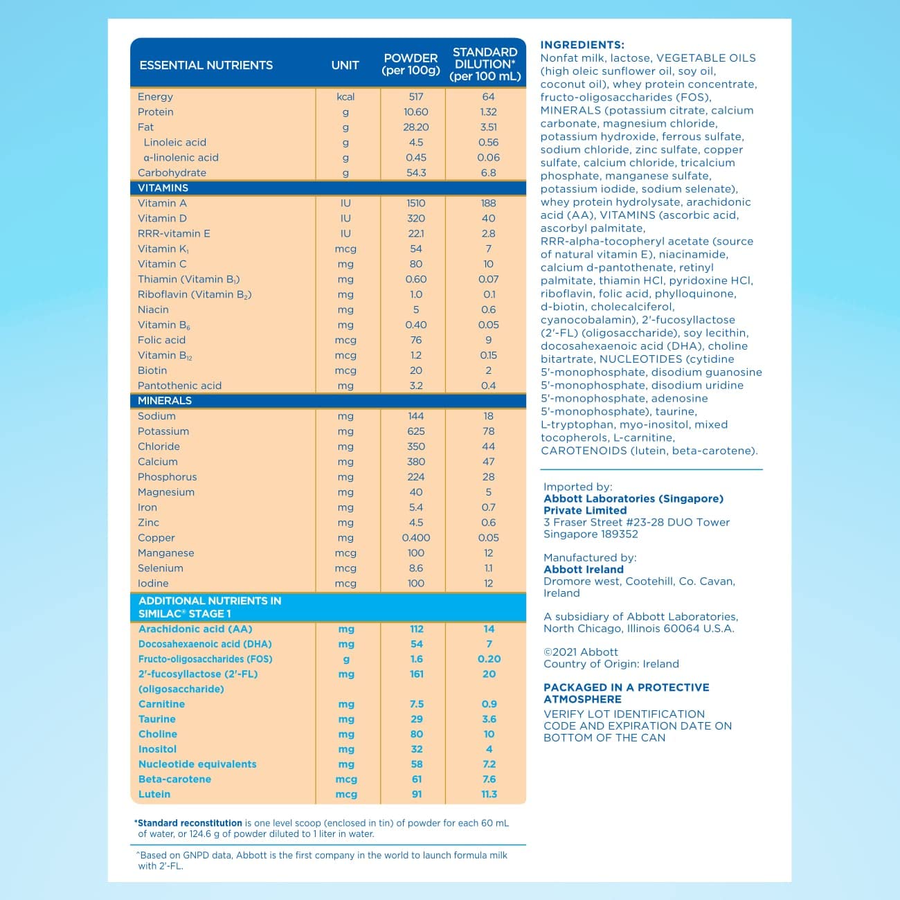 Fórmula infantil Similac, importada, con 2'-FL HMO, fórmula en polvo para bebés, lata de 850 g (29,9 oz)