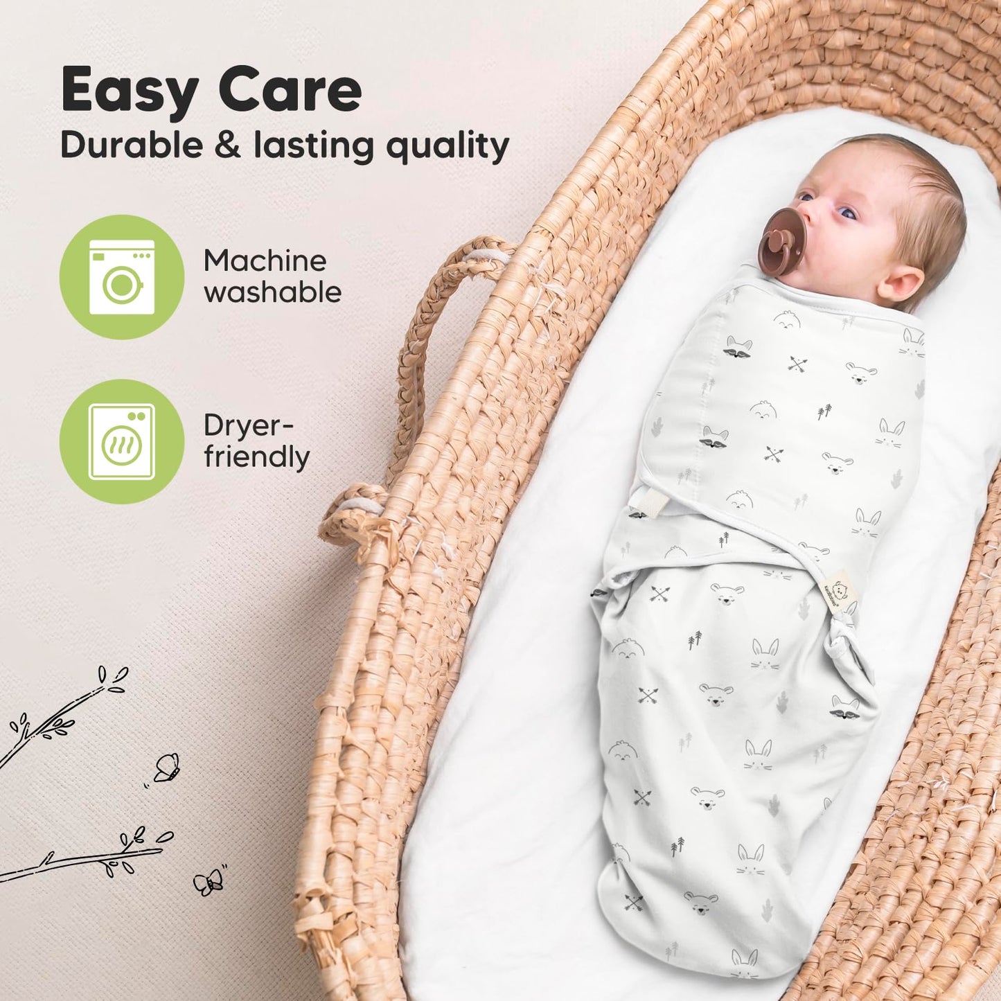 KeaBabies Paquete de 3 sacos de dormir orgánicos para bebé – Saco para recién nacido, pañales ergonómicos para bebés de 0 a 3 meses, pañales para recién nacidos, saco de dormir para bebé, manta para bebé, artículos esenciales para bebé (nórdico)