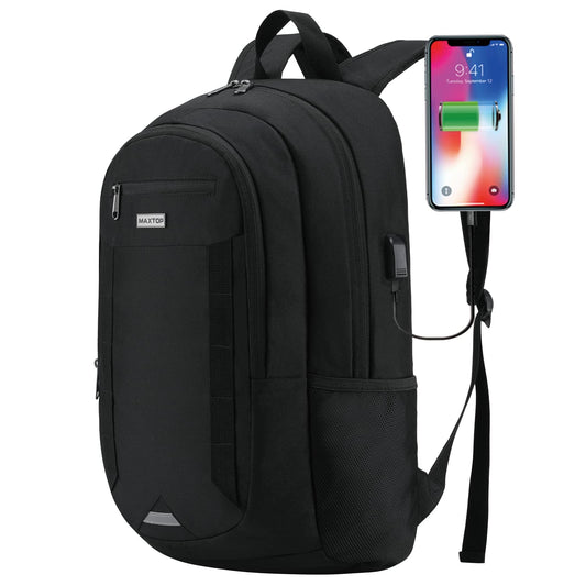 MAXTOP Laptop Backpack Business Computer Backpacks with USB Charging Port College Bookbag Fits Laptop up to 16 inch Black