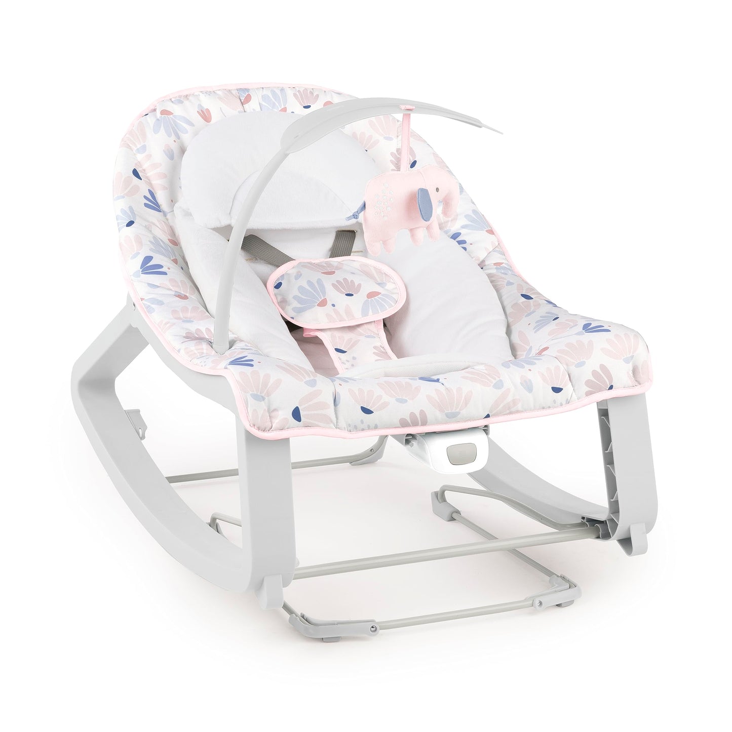 Ingenuity Keep Cozy 3 en 1 Grow with Me Asiento vibratorio para bebé y balancín para bebés a niños pequeños, vibraciones y barra de juguetes, 0-30 meses hasta 40 lbs (Ráfaga rosa)