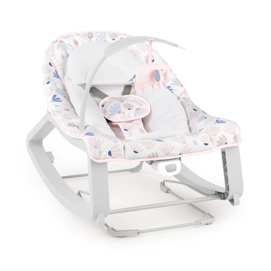 Ingenuity Keep Cozy 3 en 1 Grow with Me Asiento vibratorio para bebé y balancín para bebés a niños pequeños, vibraciones y barra de juguetes, 0-30 meses hasta 40 lbs (Ráfaga rosa)