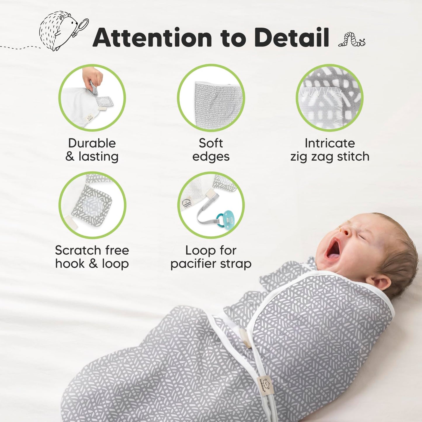 KeaBabies Paquete de 3 sacos de dormir orgánicos para bebé – Saco para recién nacido, pañales ergonómicos para bebés de 0 a 3 meses, pañales para recién nacidos, saco de dormir para bebé, manta para bebé, artículos esenciales para bebé (nórdico)