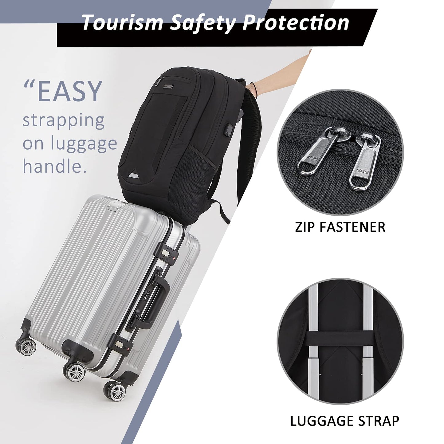 MAXTOP Laptop Backpack Business Computer Backpacks with USB Charging Port College Bookbag Fits Laptop up to 16 inch Black