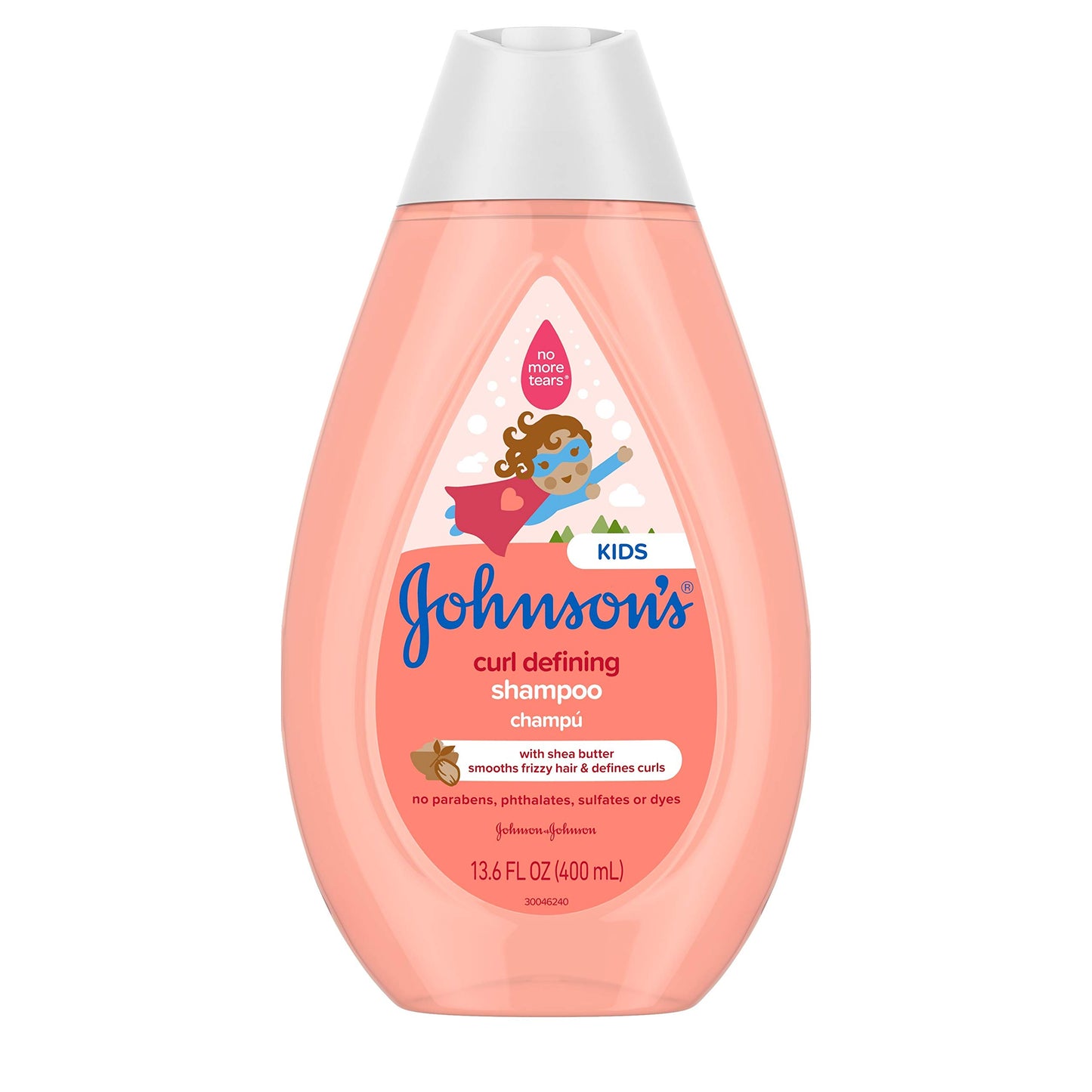 Johnson's Baby Champú para niños que define los rizos, control del encrespamiento, sin desgarros, con manteca de karité, fórmula sin parabenos, sulfatos ni colorantes, hipoalergénico y suave para el cabello de los niños pequeños, 13.6 fl. onz