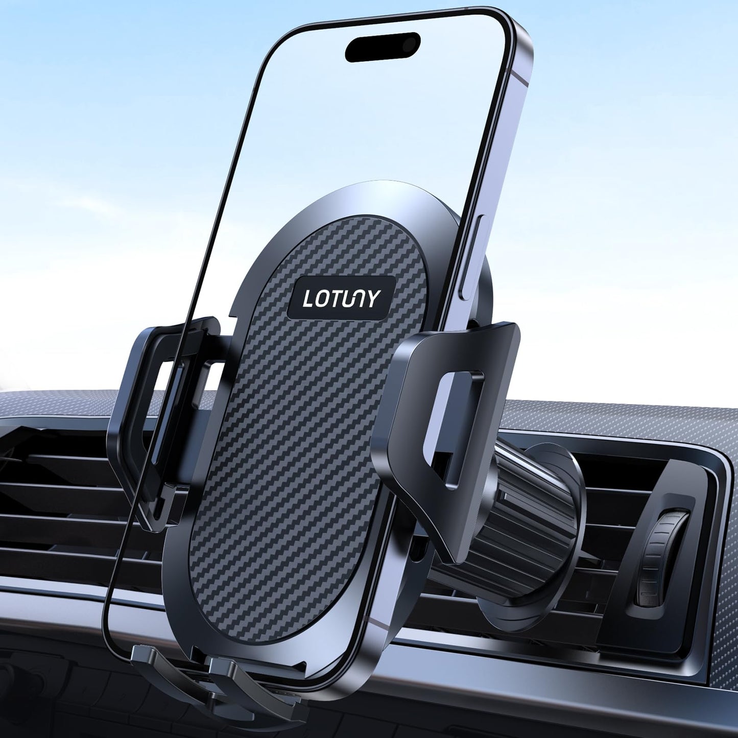 LOTUNY Car Phone Holder Mount, [Upgraded Vent Clip Never Fall Off] Universal Phone Holders for Your Car, Hands Free Air Vent Cell Phone Car Mount Compatible with iPhone Samsung and All 4.0-7.0 inches