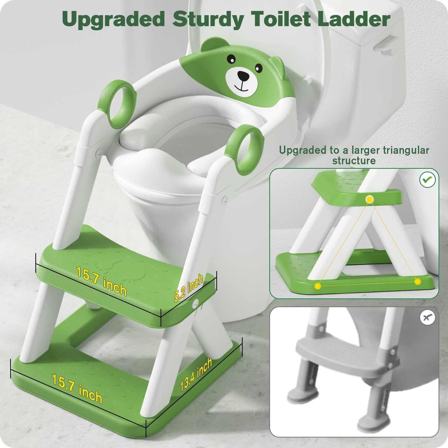 Rabb 1st Potty Training Seat, Upgrade Toddler Toilet Seat for Kids Boys Girls, 2 in 1 Potty Training Toilet, Splash Guard Anti-Slip Pad Step Stool