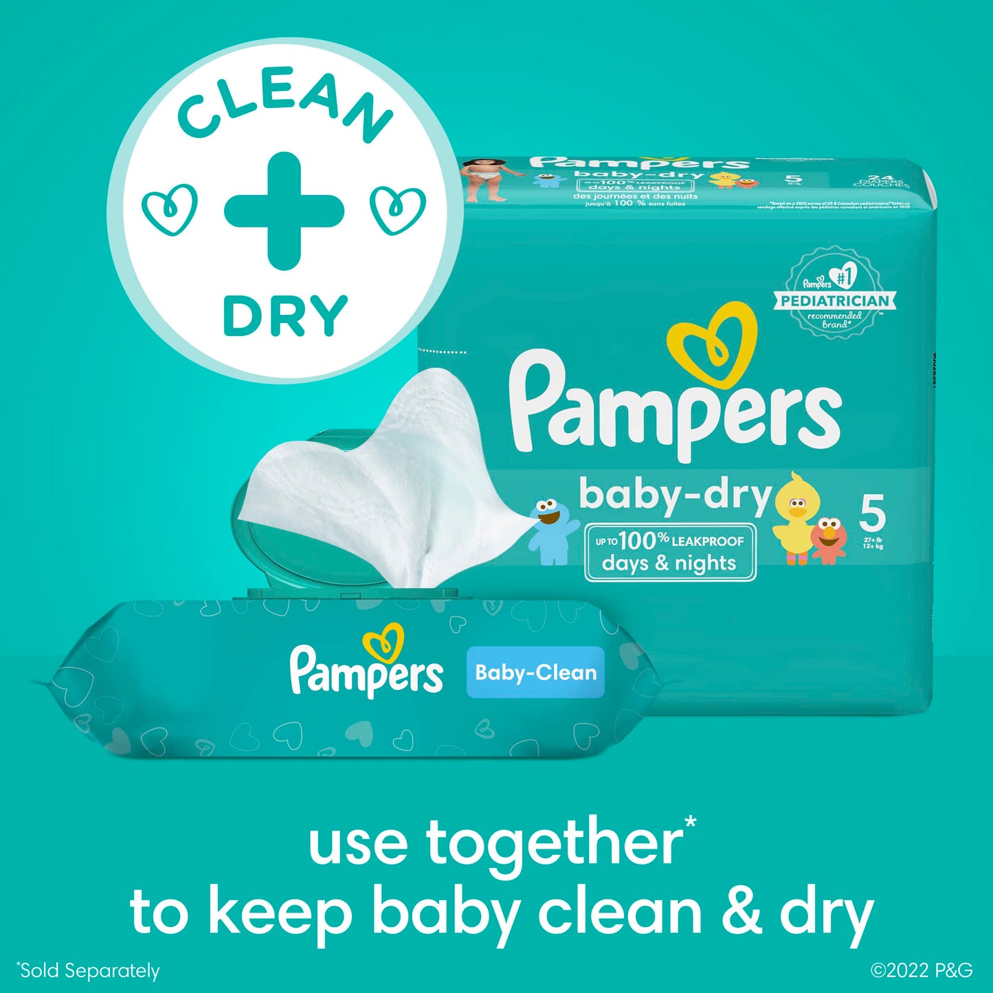 Pampers Baby Clean Wipes, Baby Fresh Scented, 12 paquetes con tapa abatible (864 toallitas en total)