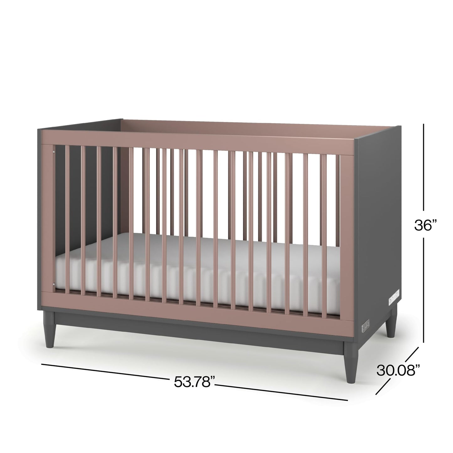 Child Craft Wynwood Crib, Double Dresser and Chest Nursery Set, 3-Piece, Includes 3-in-1 Convertible Crib, Double Dresser, and Chest, Grows with Your Baby (Rose/Graphite)