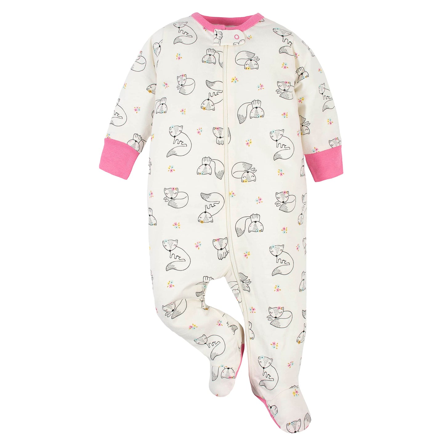 Gerber Baby Girls Paquete de 3 Sleep 'N Play, Zorro floral rosa, 3-6 meses