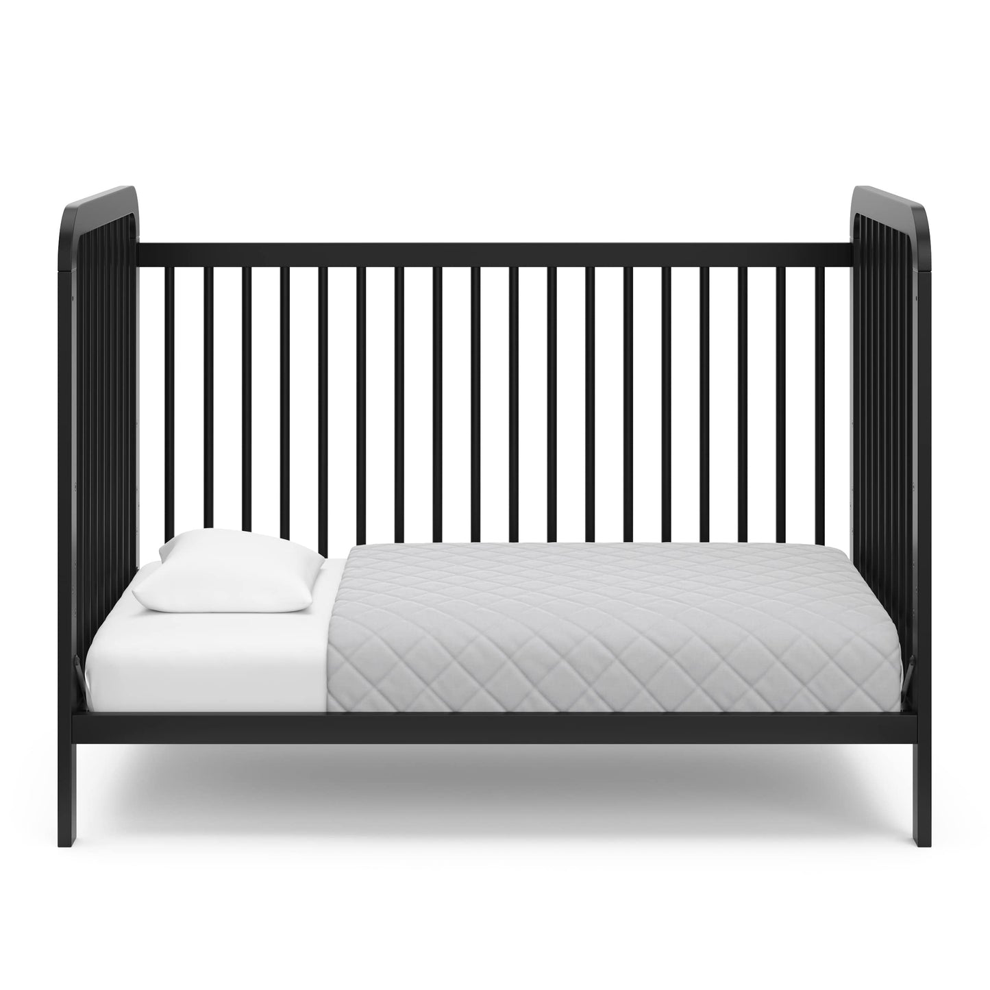 Storkcraft Pasadena Cuna convertible 3 en 1 (negra) – Certificación GREENGUARD Gold, se convierte en diván y cama para niños pequeños, se adapta a colchón de cuna estándar de tamaño completo, altura del colchón ajustable