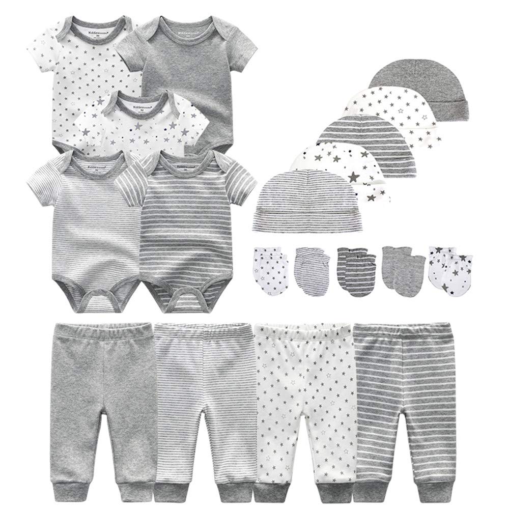 Kiddiezoom Conjunto de ropa unisex Baby Layette Essentials Giftset de 19 piezas para niños recién nacidos