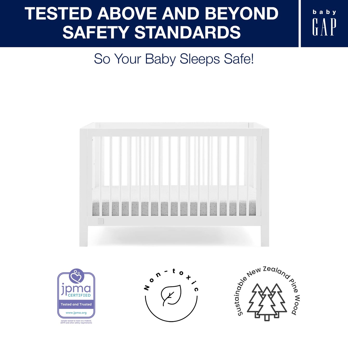 GAP babyGap Charlie 6-in-1 Convertible Crib - Greenguard Gold Certified, Bianca White