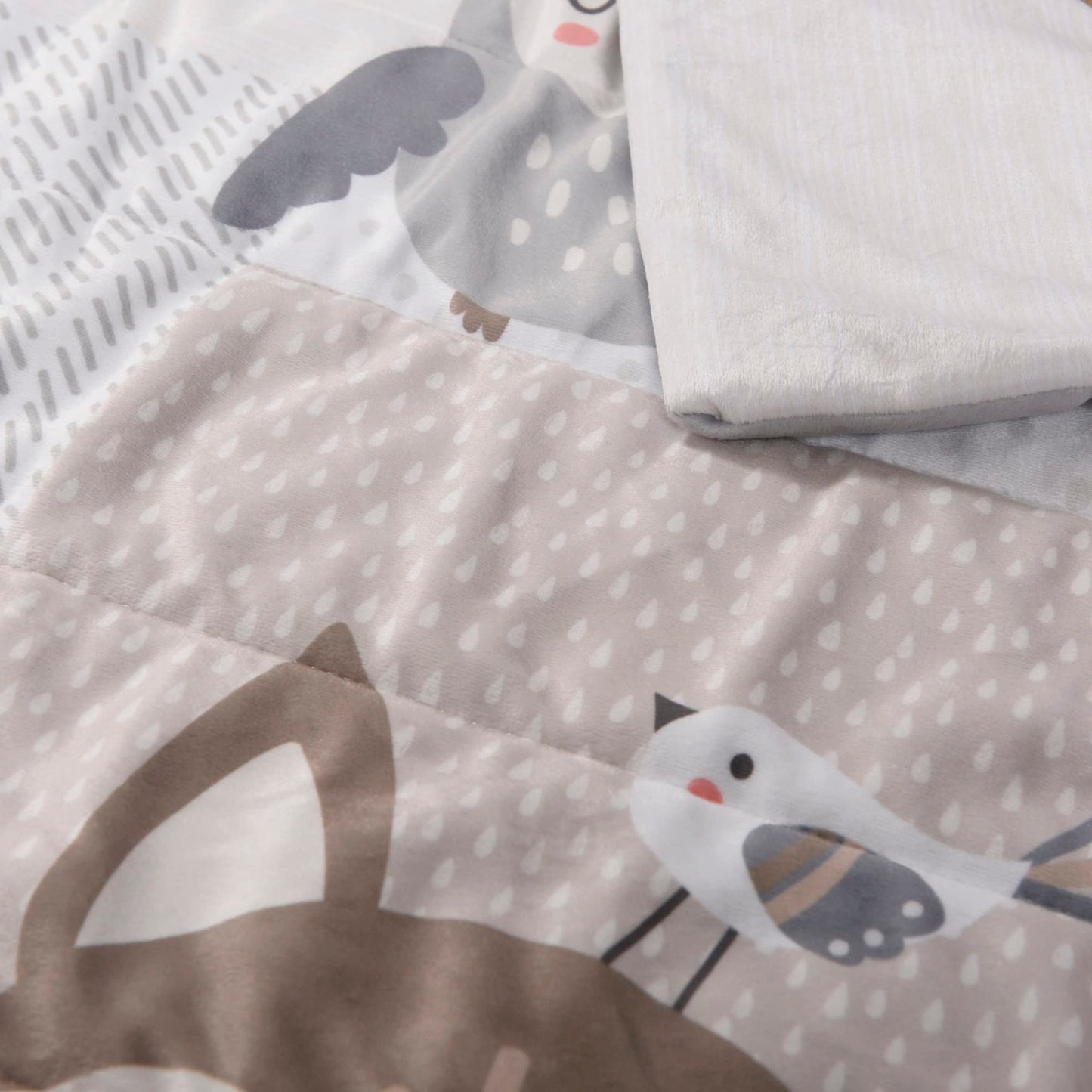 EXPRESSIONS 5 Piece Crib Bedding Set, Woodland Includes Reversible Milestone Baby Blanket, 2 Standard Fitted Crib Sheets, Security Blanket & Storage Tote