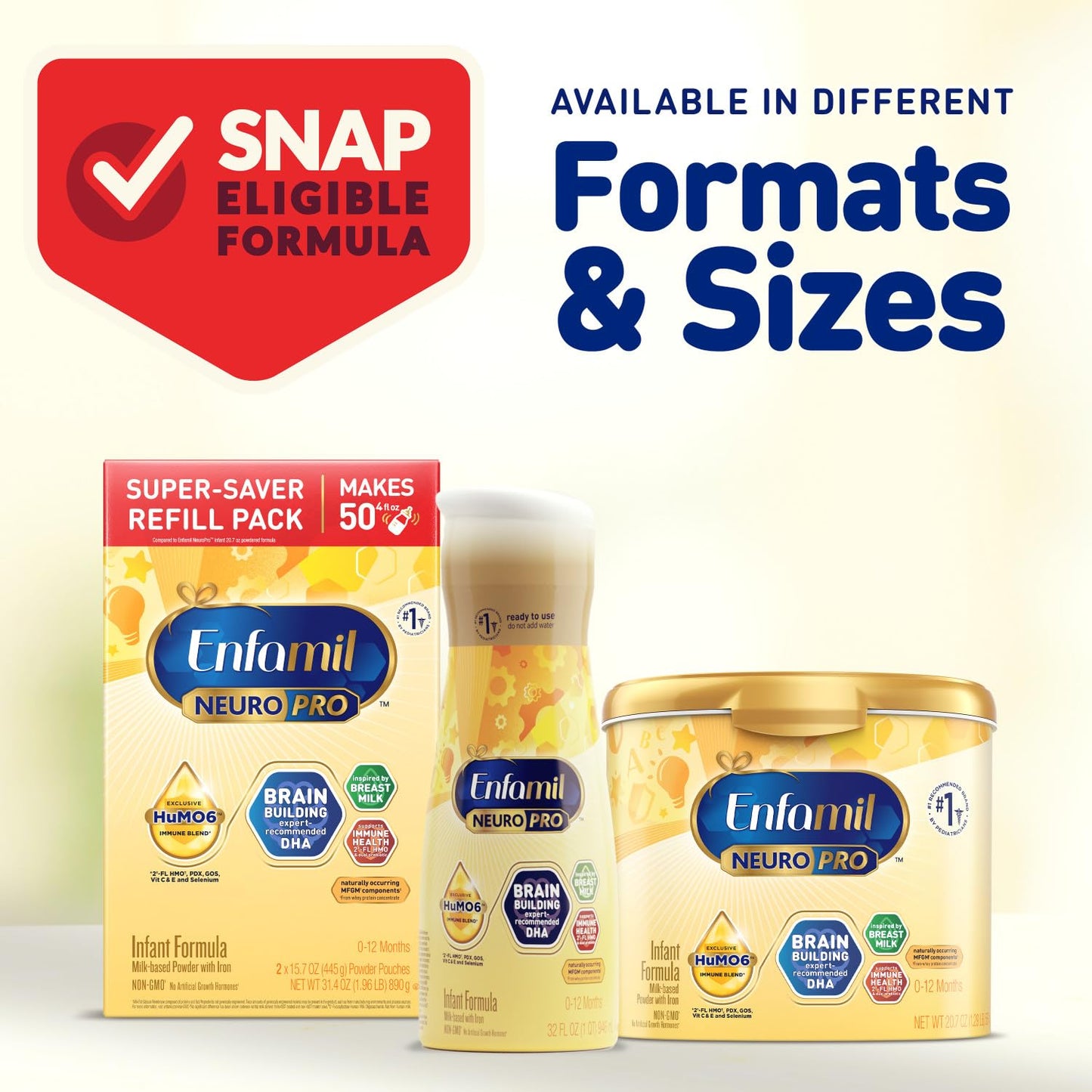 Enfamil NeuroPro Baby Formula, MFGM* 5-Year Benefit, Expert-Recommended Brain-Building Omega-3 DHA, Exclusive Immune Supporting HuMO6 Blend, Infant Formula Powder, Baby Milk, 31.4 Oz (Pack of 4)
