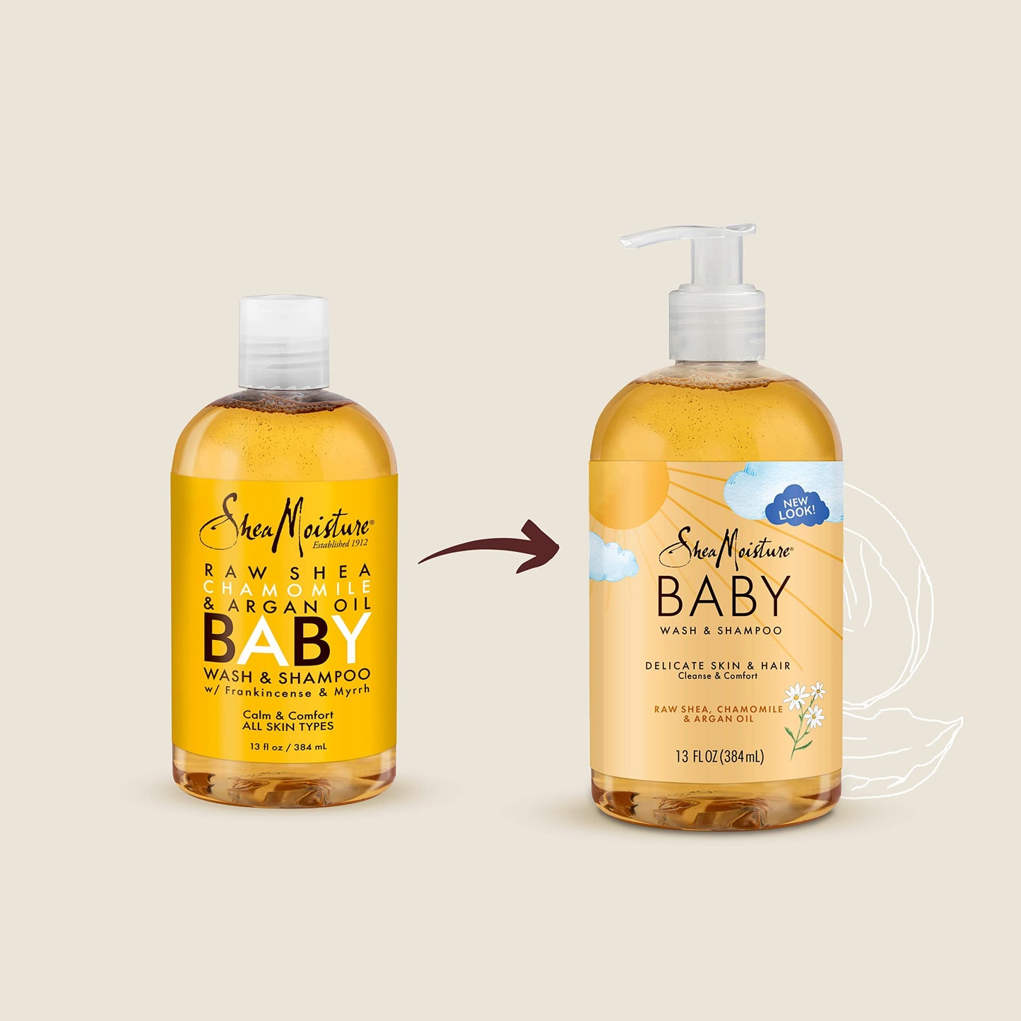 SheaMoisture Baby Wash & Shampoo for All Skin Types Raw Shea, Chamomile & Argan Oil Baby Wash and Shampoo with Frankincense & Myrrh to Help Cleanse 13 oz, Gold