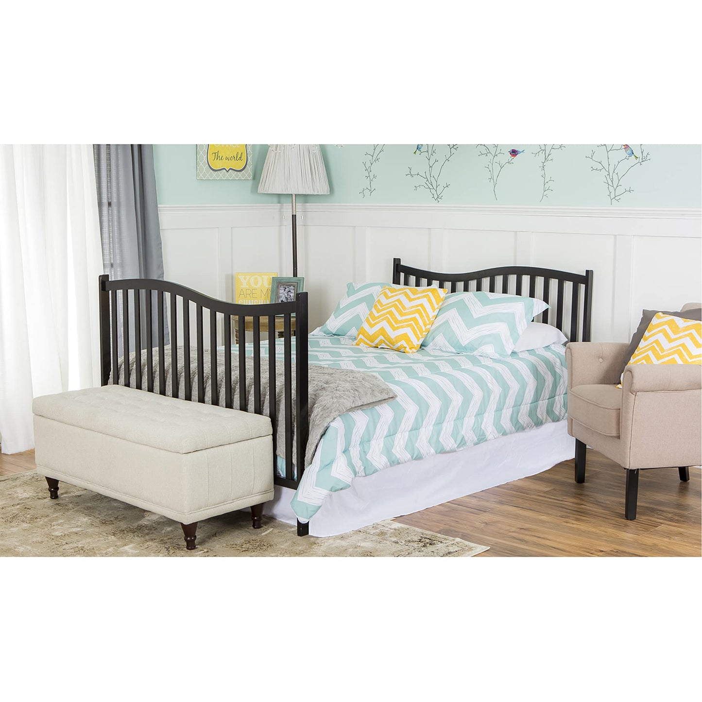 Dream On Me Chelsea 5-In-1 Convertible Crib In Black, JPMA Certified