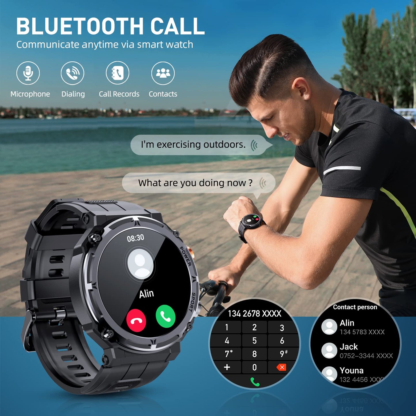 PUREROYI Smart Watch, 5ATM Waterproof Military Smart Watches for Men with Bluetooth Call (Answer/Dial Call), 1.39'' Outdoor Tactical Fitness Tracker Watch with 111 Sports Moeds for Android iOS