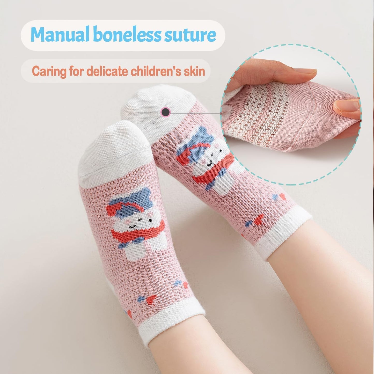 Mcsfipcaser Calcetines para bebés, Calcetines antideslizantes para niños pequeños, calcetines de algodón de corte bajo con tobillo para niños, 5 pares