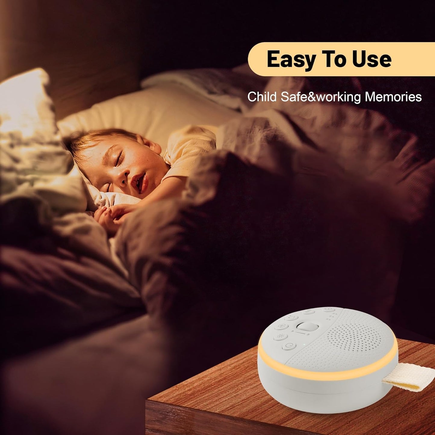 Baby Sleep Machine, Portable White Noise Sound Machine with Built-In Night Light with 21 Sound Modes for Deep Restful Sleep, Including Shhhhhh, Music, Rain, Fan, Ocean Sound, Lullaby and More