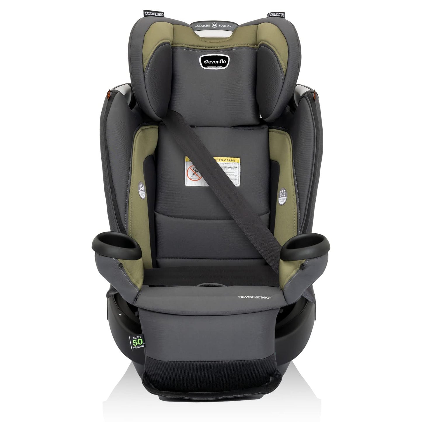 Revolve360 Extend Rotational All in 1 Convertible Car Seat, Rear Facing up to 50 Pounds with 360 Degree Rotation, Rockland Green