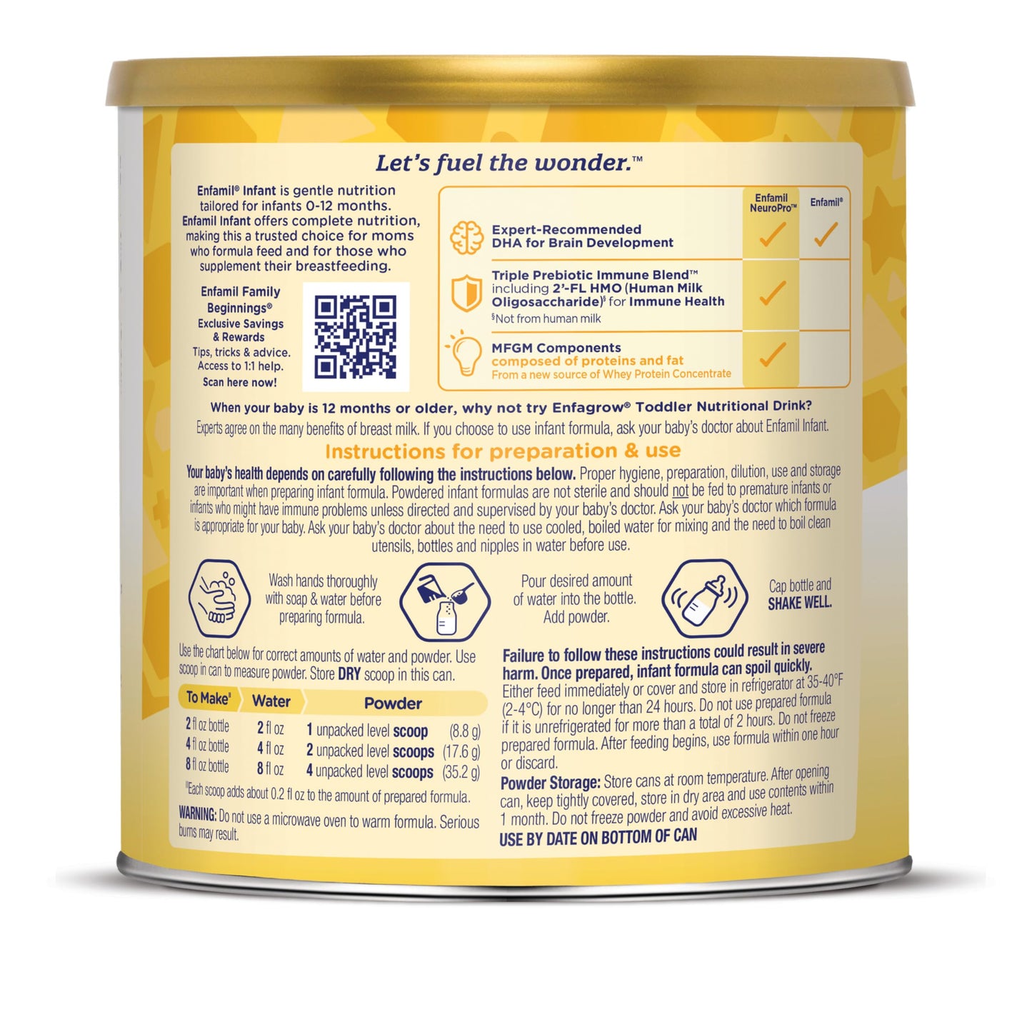 Enfamil Infant Formula, Milk-based Baby Formula with Iron, Brain-Building Omega-3 DHA & Choline, Dual Prebiotic Blend for Immune Support, Baby Milk, 84.4 Oz Powder Can