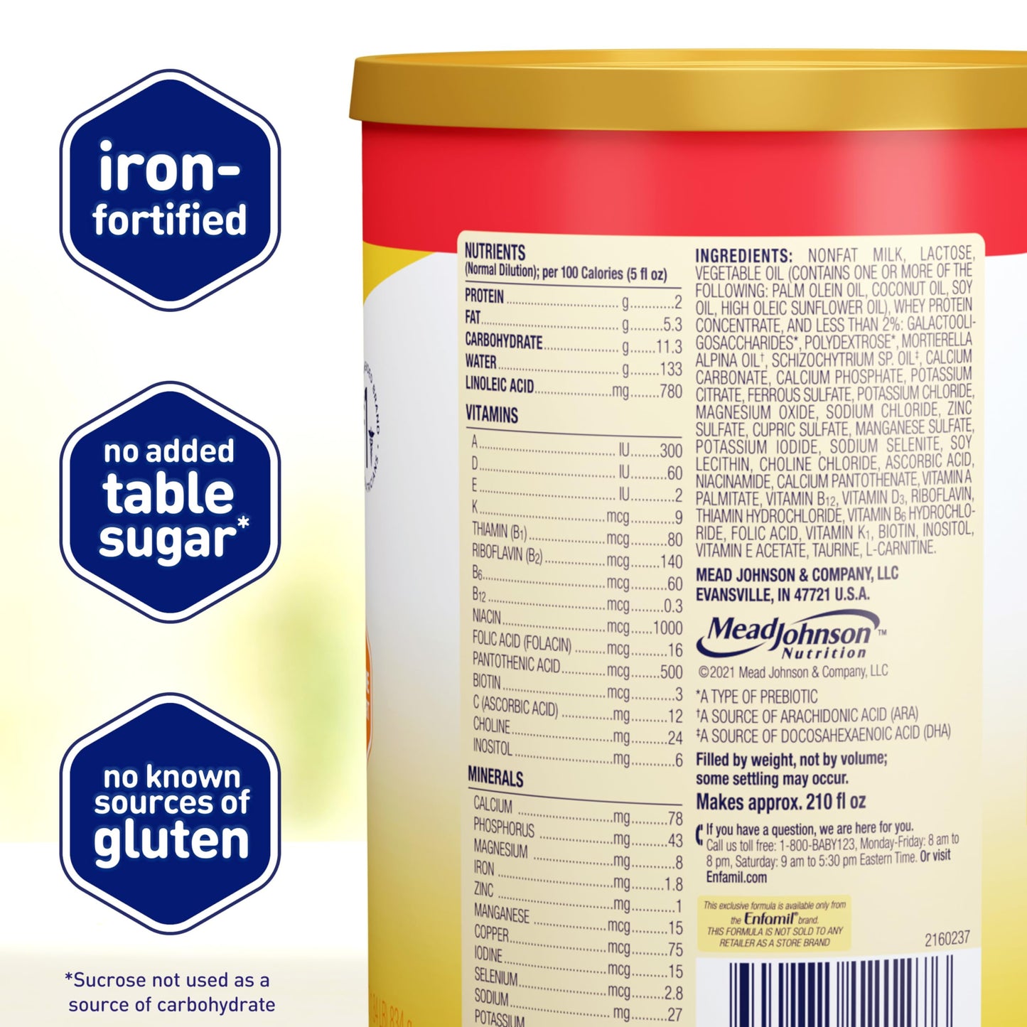 Enfamil Infant Formula, Milk-based Baby Formula with Iron, Brain-Building Omega-3 DHA & Choline, Dual Prebiotic Blend for Immune Support, Baby Milk, 84.4 Oz Powder Can