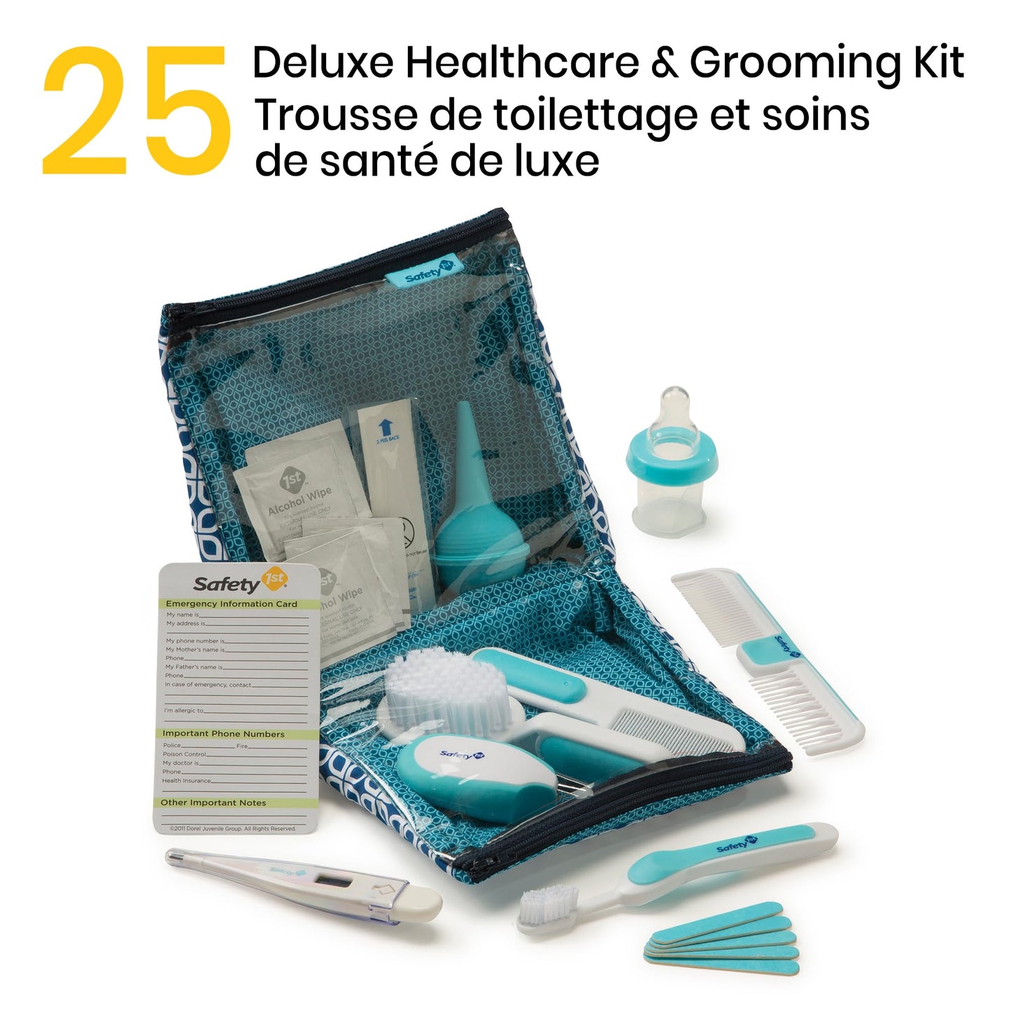 Safety 1st Deluxe Kit de cuidado y cuidado del bebé de 25 piezas (azul ártico)